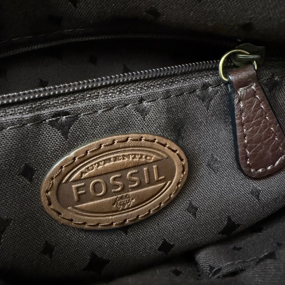Fossil Dark Brown Leather Messenger Bag